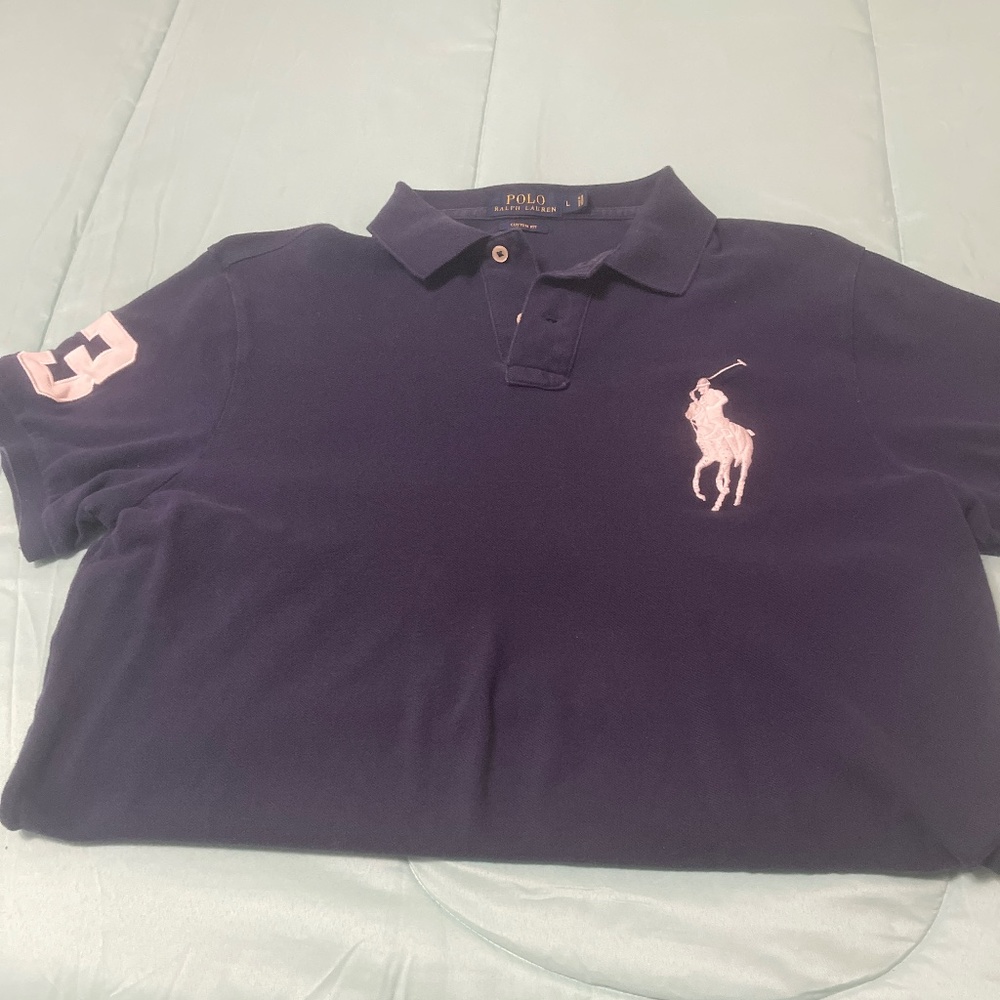 Mens Navy Blue polo shirt sz L